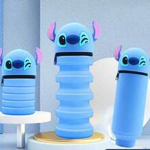 2-In-1 Cute Cartoon Pencil Case, Soft Silicone Retractable Pencil Box, Lovely For Children, School, Home & Office, Green Expandable Pencil Holder - Multicolor - View 3