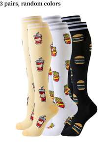 1/3/6 Pairs Unisex Compression Knee-High Socks, Breathable Design Suitable For Running, Cycling, Hiking, Football And Travel - Multicolor - View 10