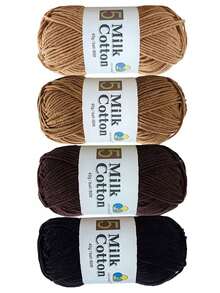 4股优质混纺纱线，5股棉纱 - 总重200克。适用于编织工艺品、制作DIY钱包、毛衣、披肩、外套、毯子和DIY材料包。 - 紗線套裝 - 查看 13