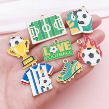 12 piezas Surtido de dijes con tema de fútbol, colgantes de esmalte de fútbol para pulsera, pendientes, manualidades - Talla única - Ver 3