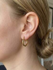 Vintage Stainless Steel Earrings Hoops For Women Hoop Earrings Set For Girls Women Gold Jewelry Earrings Chunky Statement C Shape Hoop Earrings Geometric Thick Stud Earrings Gold Hoops For Teen Girls Beach Bikini Accessories Attractive Clothes, Wedding Dresses Accessories - Versatile JewelryPerfect For Wearing While Swimming, Bathing, Exercising ,Great For Valentines Day, Birthday, Mother Day, And Vacation Surprises. - Gold - View 8