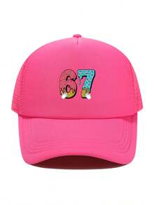 1pc Fashion Sponge Cap Number 67 Printing Adult Truck Driver Hat Baseball Hat Fishing Hat Funny Gift Hat For Men And Women Spring And Summer - Multicolor - View 11