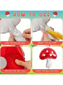 1/3/6/12pcs Mushroom Foil Balloons, Mushroom Birthday Decor, Fun Mushroom Party Decorations, Cute Mushroom Balloons, Forest Plant Theme Balloons, Poisonous Mushroom, 1st Birthday Decor, Fun Balloons, Balloons, Easter Balloons, Fairy Party - Red - View 6