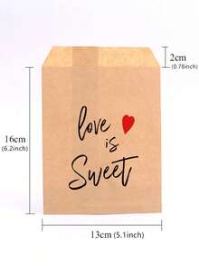 20pcs Brown Kraft Paper Bags, Printed With Red Heart Shape And "Love Is Sweet" Text, Romantic Party Gift Bags Suitable For Valentine's Day, Anniversary, Wedding Celebration, Bridal Shower, Romantic Gift Packaging And Holiday Events - Random - View 9