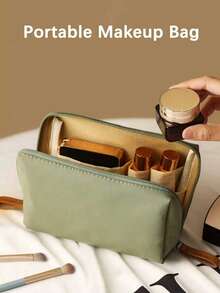 1 túi đựng mỹ phẩm di động có nhiều ngăn, túi đựng đồ du lịch mini, túi xách nylon nhiều màu sắc để đựng kem nền, son môi, kẻ mắt, bông phấn, kem che khuyết điểm và các mỹ phẩm, dụng cụ trang điểm khác, túi đựng mỹ phẩm 2 trong 1 bằng nylon nhẹ, túi có khóa kéo tối giản, túi đựng mỹ phẩm và son môi khi đi du lịch. - Nhiều màu - Xem 3