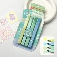 4pcs Cream-Colored Fluorescent Highlighter Pens, Elegant Cream Tone Highlighters For Students, Suitable For Diary, Notebook Highlighting, Back To School Supplies, Office Marker Pens - Sets - View 19