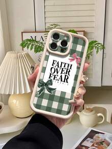 1个时尚春季格子蝴蝶结设计米色玛瑙阶梯防滑防震防指纹手机壳，适用于 17、17 Pro、17 Pro Max、Air、16、15、14、13、12、11 / S26、S25、S24、S23 / / / / HONOR - 米色 - 查看 3