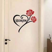 2026 New MS-GK021 Minimalist Heart Flower BEDROOM English Slogan Door/Window Decal, 2pcs - Multicolor - View 4
