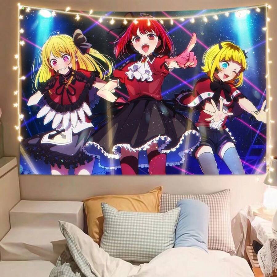 Oshi No Ko Tapestry Hoshino Ai Ruby Hoshino Anime Backdrop - White - View 1