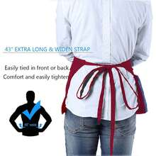 3/1pc Server Apron With 3 Pockets, Oil & Water Resistant Short Waist Apron For Female Waitress - Red - Burgundy - View 3