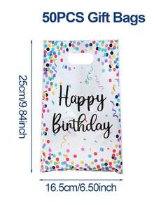 50pcs Colorful Polka Dot Gift Bags, Happy Birthday Tote Bags, Baby Shower Party Favor Bags, Gender Reveal Party Tabletop Decor, Birthday Party Goodie Bags, Happy Birthday Decorations, Welcome Baby Girl Party Supplies, New Born Boy Party Favor Packaging, First Tooth Theme Party Decorations, Boutique Shopping Bags, Room Decor, Home Decor, Birthday Gifts, Party Favors - Colorful Dot Birthday - View 12