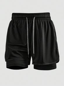 3PCS Solid Color Sports Shorts For Spring/Summer, Non-SlipDouble Layer Unisex Running/Outdoor Fitness Shorts,Lightweight Loose Casual Pants - Multicolor - View 7