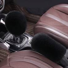 2pcs Plush Handbrake Cover And Gear Shift Knob Cover, Soft Faux Fur, Fits Manual Transmission, Universal Car Accessories - Plush - View 7