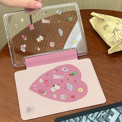 Pastel Pink Cartoon Case For Kindle Paperwhite 1-6/11th Gen - Clear Acrylic Back, Smart Auto Wake/Sleep, E-Reader Cover