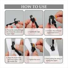 Zipper Repair Kit, 30 Pcs Universal Replacement Zipper Slider Fixer Sliding Teeth Screw Head, Instant Zipper - A - View 2