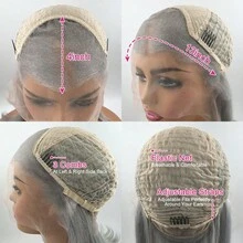 10-13 Zoll silbergrauer gerader Bob Perücke, 180% Dichte Echthaar Lace Front Perücke, vorgeschnittene natürliche Haaransatz, verstellbar, ohne Kleber, kurze wellige Bob Perücke für Frauen, aus US Lager versendet - Silbergrau - Übersicht 10