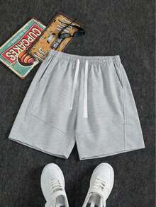 Quần short thể thao nam dáng rộng, thoải mái, phù hợp cho tập thể dục, bóng rổ, tập luyện, chạy bộ, tập luyện, dạo phố, cắm trại, bãi biển. Thiết kế cạp chun co giãn với dây rút điều chỉnh, thích hợp cho mùa hè. - Màu Xám nhạt - Xem 3