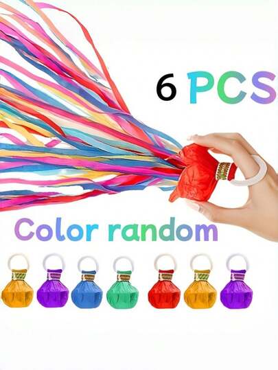 6pcs Colorful Tassel Pom Poms | Vibrant Quiet Sensory Toys, Suitable For Birthday, Wedding And Celebration Events - Perfect For Adding Fashionable Decor To Any Occasion