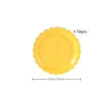 Yellow Flower Petal Disposable Tableware Set, Including 7/9 Inch Paper Plates, Paper Cups, Paper Napkins, Suitable For Birthday Party, Holiday Party, Picnic, Celebration, Wedding Tea Party, Graduation Ceremony Disposable Party Supplies - Yellow - View 10