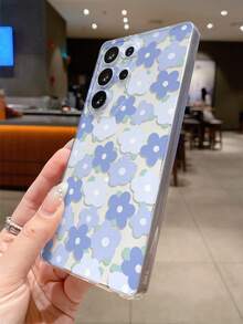 1pc Oil Painting Blue Flower Pattern Android Phone Case, Precise Cutout Camera Protection Suitable For Samsung Galaxy S25 Ultra/Galaxy S24 Ultra/S24/S23 Ultra/A56 5G/A55 5G/A52s 5G/A26 5G, Nothing, Pixel, Protective Cover - Clear - View 7