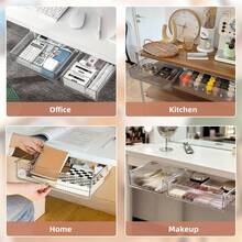1pc Invisible Drawer-Style Desktop Storage Box (Contains Three Megabyte Stickers) - White - View 7