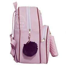 Women's Backpack, Reinforced Small Backpack With Beautiful Exclusive Coin Purse + Pompom Keychain - Baby Pink - View 3