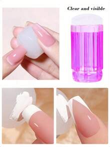 美甲硅胶法式印章刮刀套装，含透明紫色大号刮刀，硅胶材质，可用于美甲印花转印、修甲塑形等。 - 紫色 - 查看 2