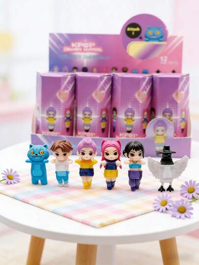 [K-POP Fans Aesthetics] K-POP Girl Group Theme Decorative Mini Doll Mystery Blind Box Set - Various Cute Character Figurines, Includes Energetic Stage Outfits And Adorable Companion Characters