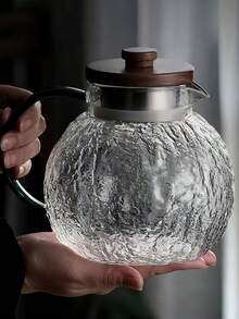 1个锤纹玻璃冷水壶，大容量加厚绿色手柄柑橘壶，玻璃冰茶壶，家用果汁饮料花茶壶，大容量木盖锤纹冷水壶（不含杯子） - 無色 - 查看 9