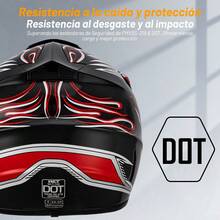 Casco de motocicleta para niños, incluye gafas, guantes, mascarilla y estampado de llamas rojas. - Rojo - Ver 5