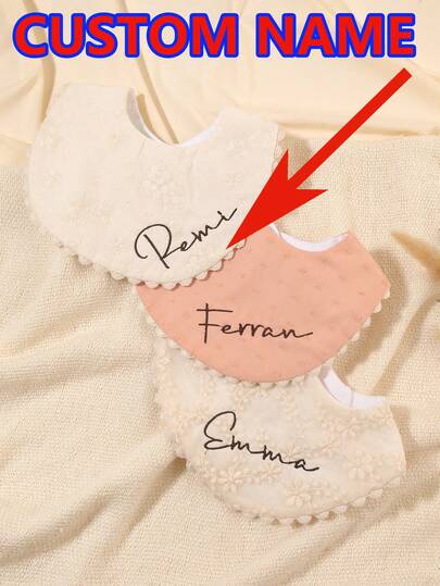 1pc Customized Embroidered Name Baby Bib, Decorative Drool Cloth, Great Gift For Baby Boys And Girls
