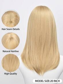 20 Inch Blonde Straight Wig For Women - With Bangs, Premium Synthetic, Adjustable Cap | Daily/Party Styling - Gold - View 5