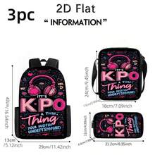 Bộ 3 món ba lô màu hồng, gồm 1 ba lô thường ngày phù hợp cho học sinh, 1 ba lô có khóa kéo, 1 túi đeo chéo và 1 hộp đựng bút, tất cả đều có thể giặt máy. - Bộ - Xem 3