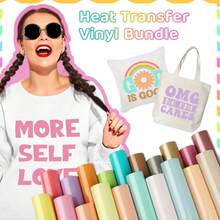 20pcs Pastel Vinyl Heat Transfer Sheets, Bohemian Style Iron-On Vinyl For Clothing, 12" X 10" Neutral Tones Lavender & Cream Vinyl Sheets - 20 Colors - View 2