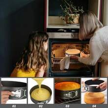18cm And 21cm Springform Cake Tins For Baking Round Cake Tin Set Of 2 Non Stick Carbon Steel And Loose Base For Easy Release 8 Inch Round Pan Cheesecake Tin Springform Loose Bottomdjj - Black - View 5