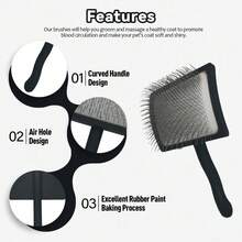 1PC Pet Grooming Hair Remover Brush Manual Household Beauty Hairbrush Long Handle Professional Reusable Pet Grooming Supplies - Multicolor - View 9