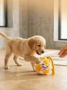 PETSIN Cartoon Pattern Dog Toy Ball With Rope, Squeaky, Durable, Interactive, Suitable For Training And Entertaining Small To Medium Dogs - Multicolor - View 4