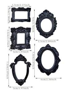 10 szt./zestaw miniaturowych rzeźbionych ramek na zdjęcia z żywicy w stylu gotyckim, dekoracja ścienna do domku dla lalek, prezent na imprezę tematyczną dla rodziny i przyjaciół, spersonalizowana rzeźba w formie pustej ramki w stylu barokowym - Wiele stylów - Zobacz 11