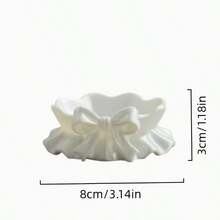 1个3D打印荷叶边蝴蝶结首饰托盘，白色塑料收纳托盘，适用于家庭、书桌、办公室、主题派对、圣诞节、感恩节、情人节、复活节、节日和生日礼物 - 白色 - 查看 6
