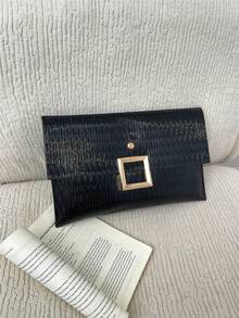 大容量手拿包，可装化妆品和手机，时尚派对/约会手提包，女士 - 黑色 - 查看 1