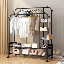 Heavy Duty Clothes Rail Load Sturdy Clothes Rack With Shelfs & Shoe Rack - A - View 8