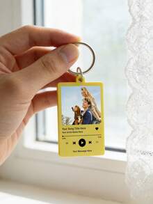 Custom Photo Music Keychain: Personalised Song Display With Optional Message,Song Keychain Personalised Album Style Keyring Music Boyfriend Girlfriend Valentines Music Love Birthday Wedding.Personalised Music Keychain: Custom Photo & Message Gift For Music Lovers - Multicolor - View 2