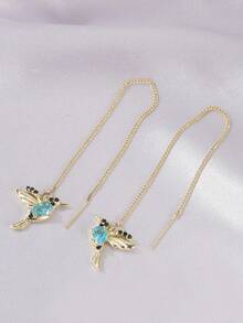 One Piece Set Of Exquisite Hummingbird Shaped Shiny Synthetic Gemstone Earrings, Elegant And Cute Style, Exquisite Gift For Women - Hummingbird Earrings - View 2