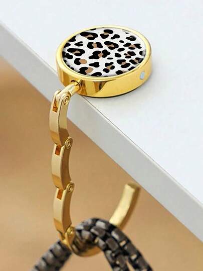 1pc Foldable Purse Holder Rack, Vintage Metal Flower Hook, Stainless Steel Round Table Hanging Rack For Bags And Wallets, Portable Desktop Hanger-DCFV