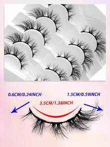 ENCHUW 5 pares de pestañas postizas naturales, suaves y esponjosas con rizado 3D, adecuadas para uso diario, citas y fiestas - Negro - Ver 2