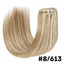 8 piezas de extensiones de cabello real con clip, color marrón con reflejos rubios claros (P8/613) para uso diario de las mujeres, fácil de usar - S8/613 - Ver 5