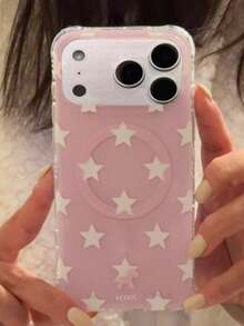 可爱糖果色波点磁吸无线充电手机壳，适用于 17 Pro Max、16、15、14、13、12 Pro Max、14、15、16 Plus、11，高品质简约保护套 - 紫底星星 - 查看 4