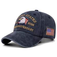 Gorra de béisbol conmemorativa bordada del 250 aniversario de EE. UU. 2026, bordado vintage lavado, gorra unisex de deportes al aire libre de hip hop, moda casual Snapback - Multicolor - Ver 6
