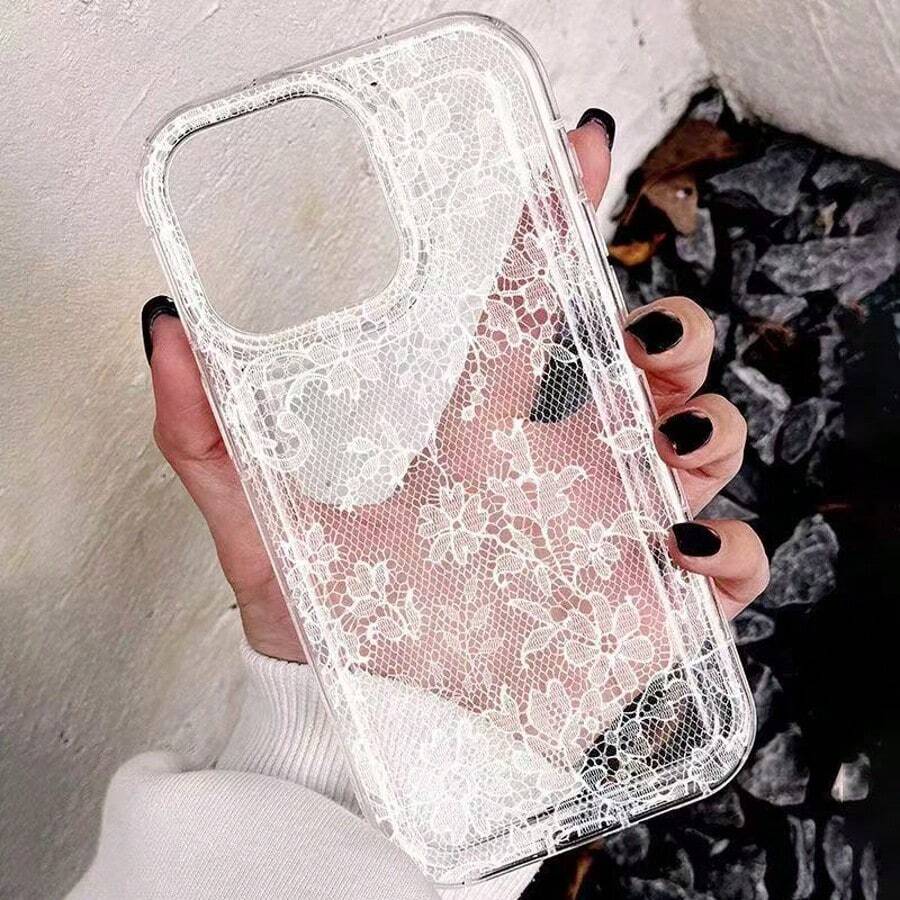 Lace Flower Inflatable Phone Case Suitable For IPhone 17 Pro Max/16/14/17, Lace Flower Pattern, Ins Style 15 Pro Max - Multicolor - View 1