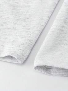 Áo thun nữ màu xám nhạt trơn, tối giản, phối màu tương phản, in chữ hai mặt, tay dài, dáng rộng, thoải mái, đa năng, phong cách đường phố, đi làm, chất liệu gân, màu trung tính, áo thun đơn sắc tối giản dễ phối đồ, thích hợp cho mùa xuân. - Màu Xám nhạt - Xem 7